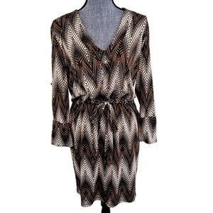 Veronica M Brown, Black and Ivory Chevron Print Dress